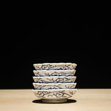江戸期 染付小皿 蝙蝠