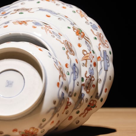 古伊万里 染付色絵皿 11種10組