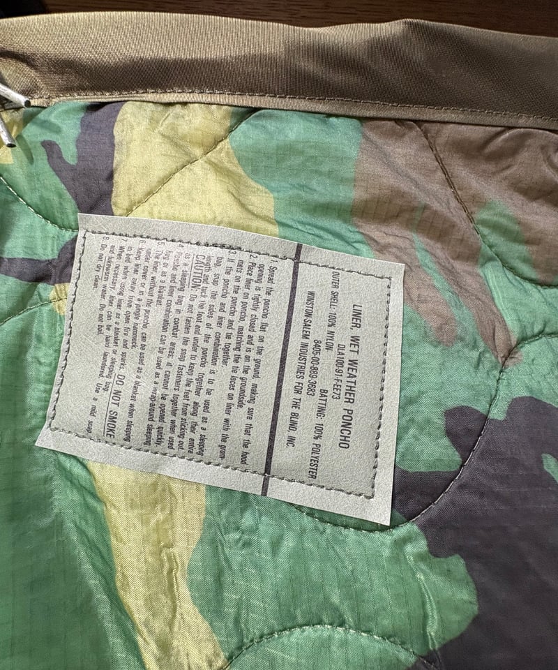 米軍　ウッドランド　ポンチョライナー　DEAD STOCK ③ DEADSTOCK】U.S.ARMY PONCHO LINER WOODLAND CAMOUFLAGE 米軍