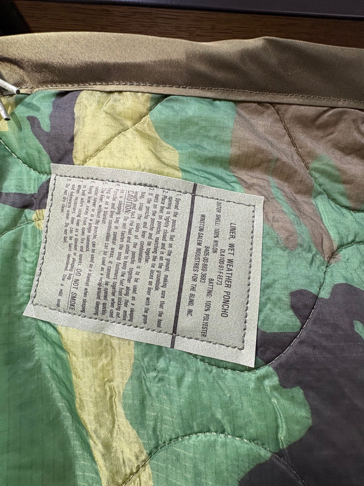 米軍実物❗️NEW OLD STOCK‼️ ポンチョライナー ウッドランド迷彩