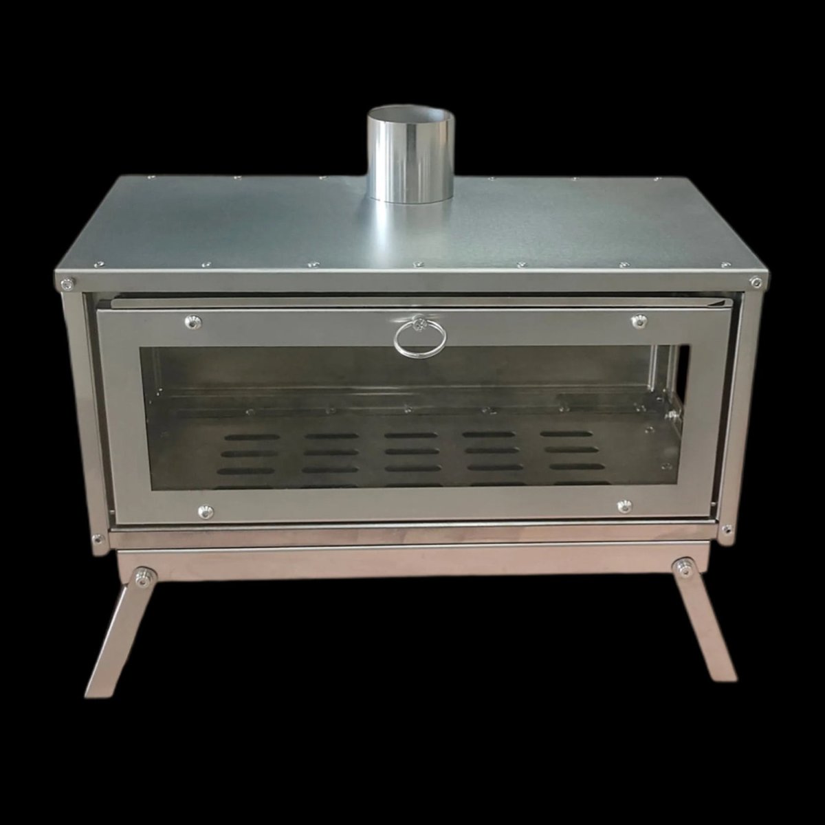 ジベタリアン薪ストーブ チタン製 ガラス窓付き ZIVETALIAN 薪ストーブ『フォールディングZIVEスト