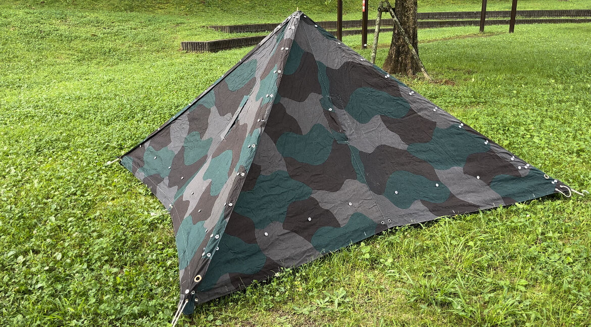 スウェーデン軍幕 グレー 軍幕❗️スウェーデン軍用テント センターポール付き‼️ 色褪せ