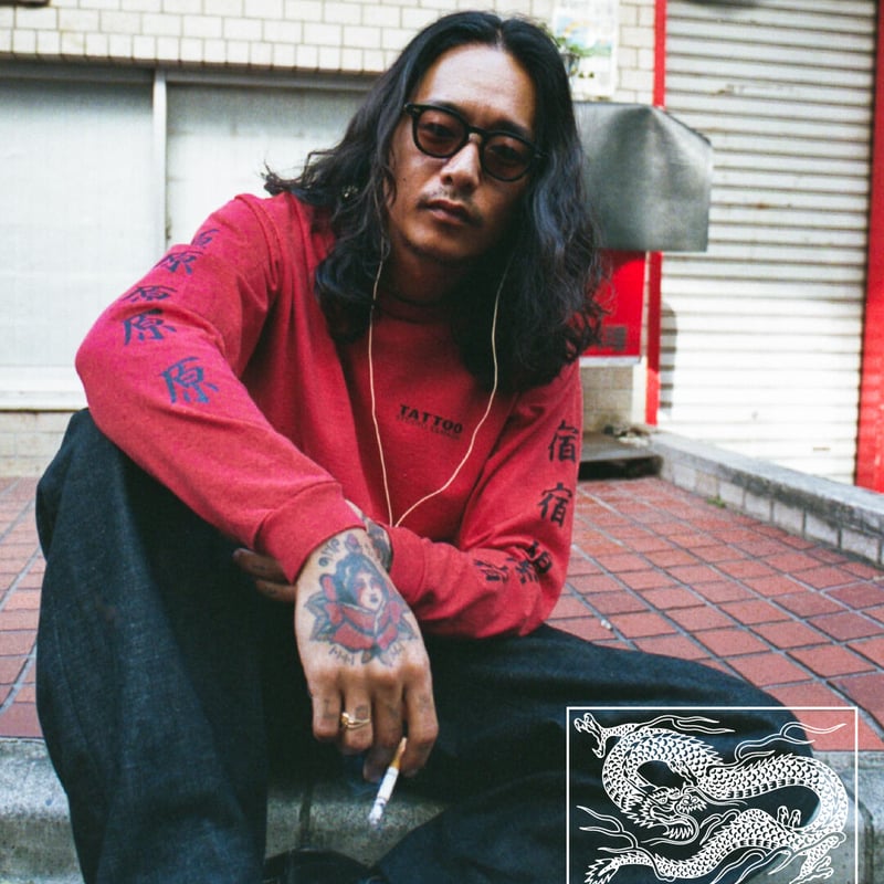 トップス TATOO STUDIO YAMADA HARAJUKU LONG SLEEVE HARAJUKU LONG SLEEVE TEE // RED | tattoostudioy