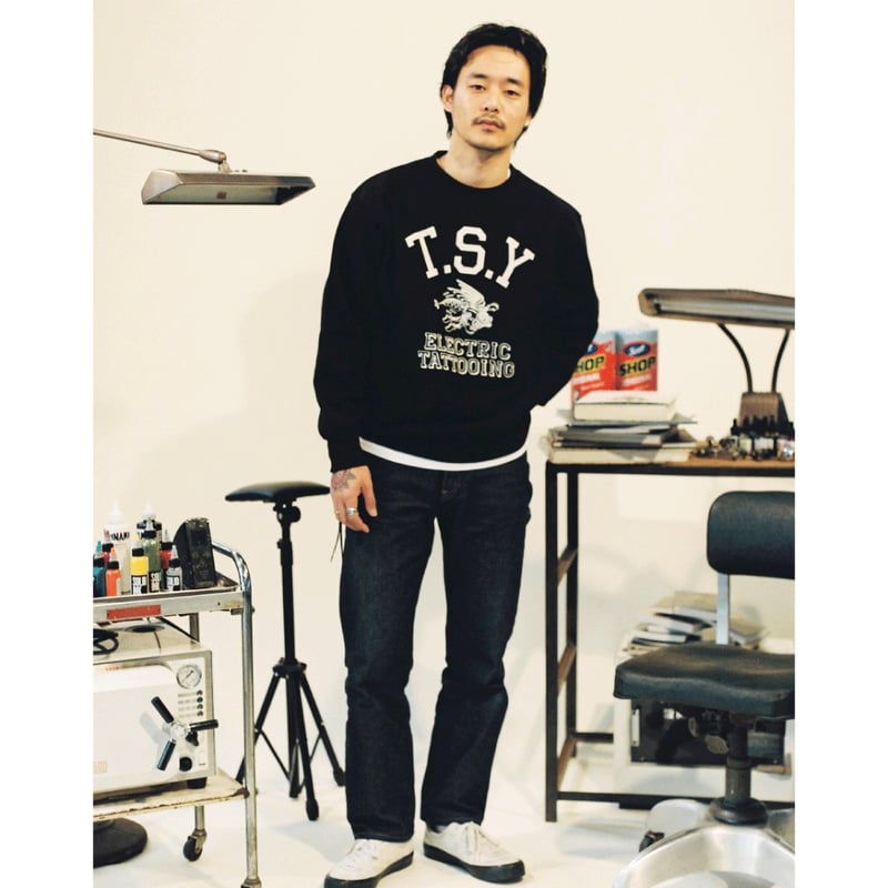 TATOO STUDIO YAMDA カレッジスウェット L 黒 リバース系 TATOO STUDIO YAMDA カレッジスウェット L 黒 リバース系