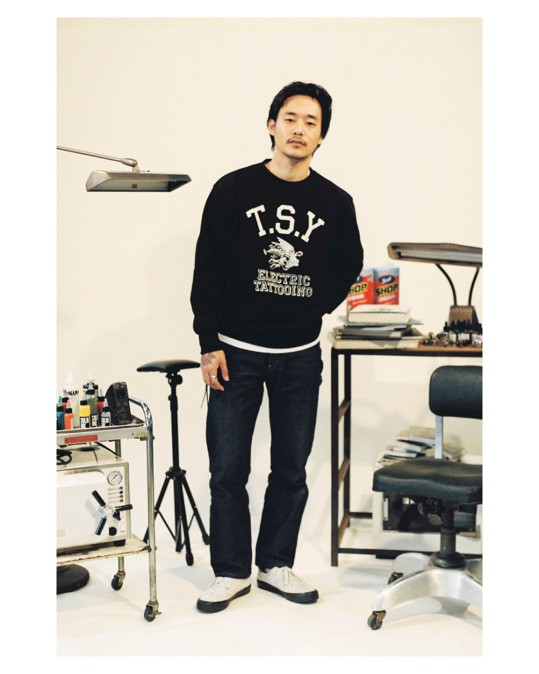 COLLEGE SWEATSHIRT【TSY】 // BLACK×WHITE | tattoo COLLEGE SWEATSHIRT【TSY】 // BLACK×WHITE | tattoo