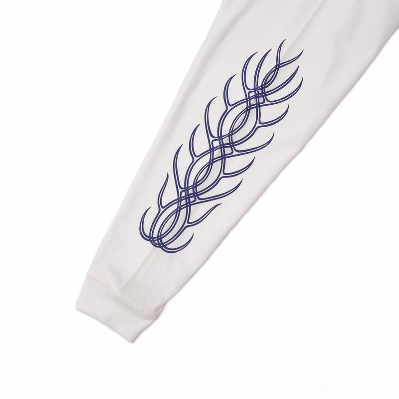 TSY FIRE PATTERN LONG SLEEVE TEE // WHITE | tat