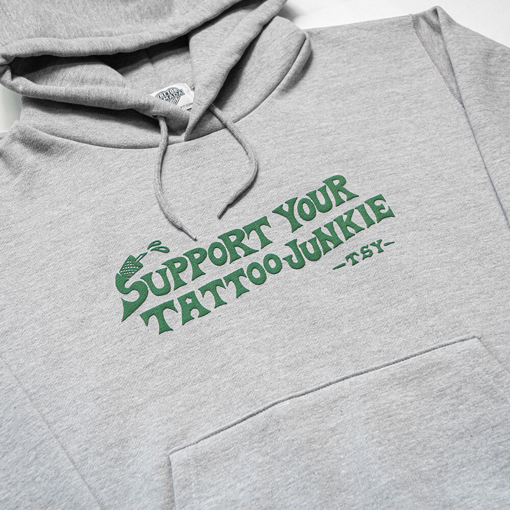TATTOO JUNKIE HEAVY WEIGHT HOODIE // GRAY | tat 