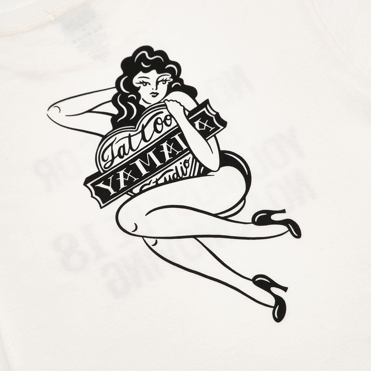 ピンアップガール タトゥービンテージ転写紙 アイロンプリント40s PINUP GIRL TEE // WHITE | tattoostudioyamada STORE