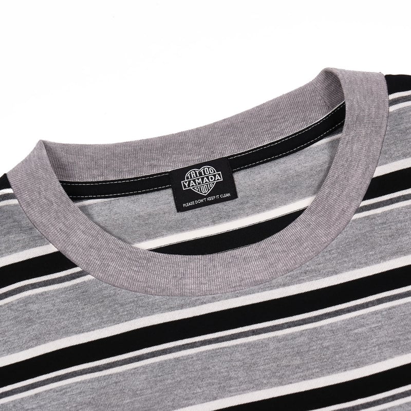 BORDER LONG SLEEVE TEE 【BLACK TAG】 // GRAY | ta