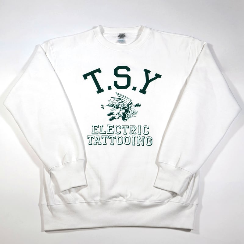 COLLEGE SWEATSHIRT【TSY】 // WHITE × DARK GREEN |