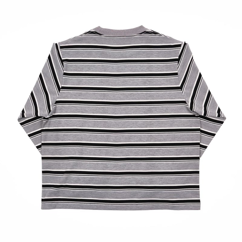BORDER LONG SLEEVE TEE 【BLACK TAG】 // GRAY | ta