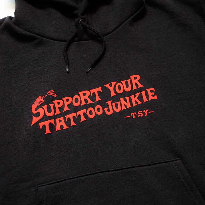TATTOO JUNKIE HEAVY WEIGHT HOODIE // BLACK | ta