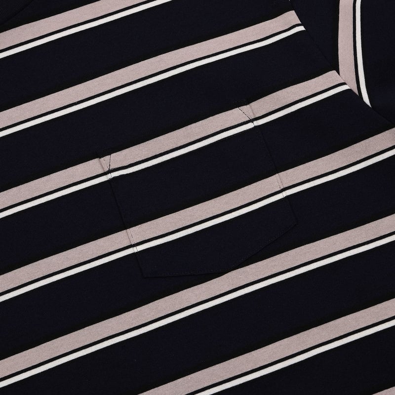 BORDER LONG SLEEVE TEE 【BLACK TAG】 // NAVY | ta