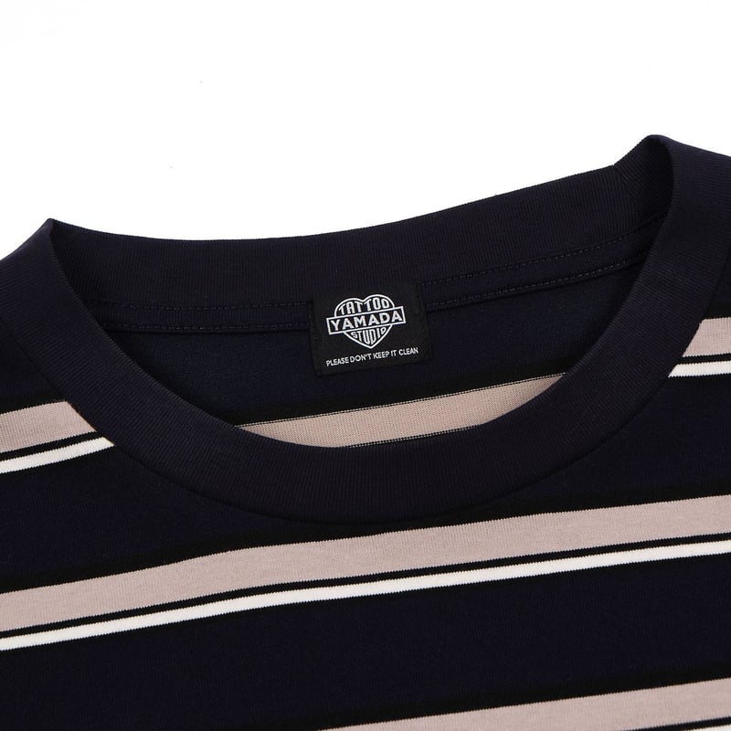 BORDER LONG SLEEVE TEE 【BLACK TAG】 // NAVY | ta