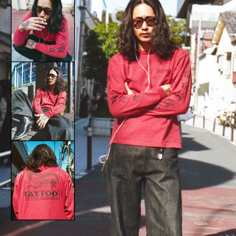 完売品！ HARAJUKU LONG SLEEVE TEE 山田レン RED 赤 HARAJUKU LONG SLEEVE TEE // RED