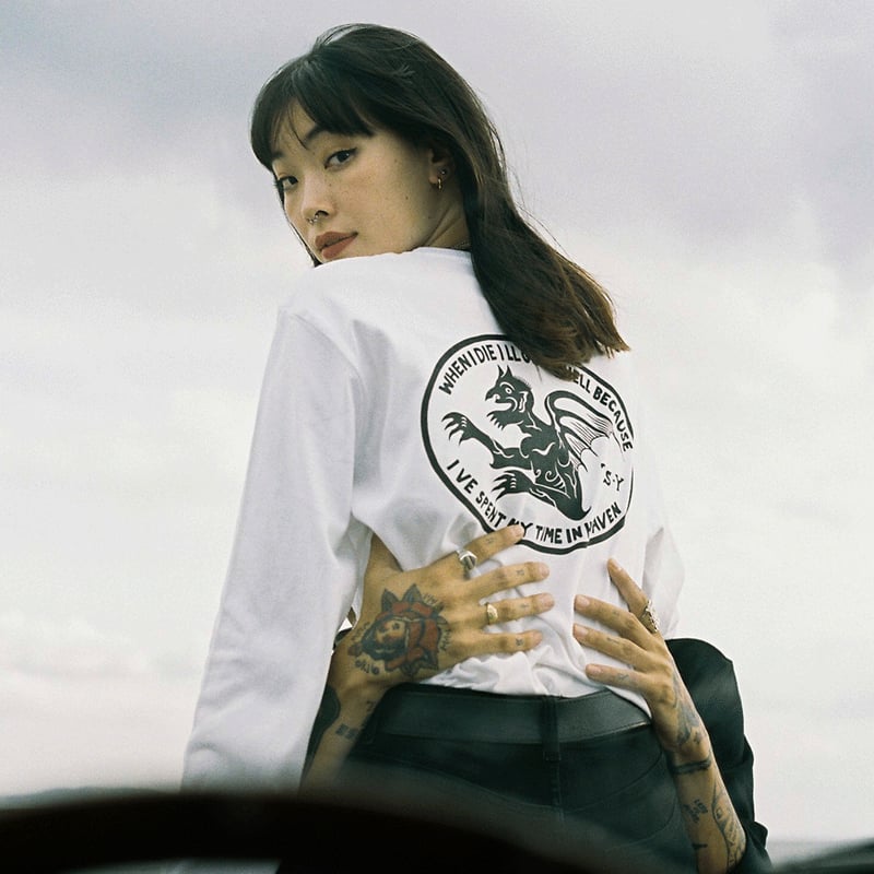 LONG SLEEVE T-SHIRT【DEVIL】// WHITE × BLACK | ta
