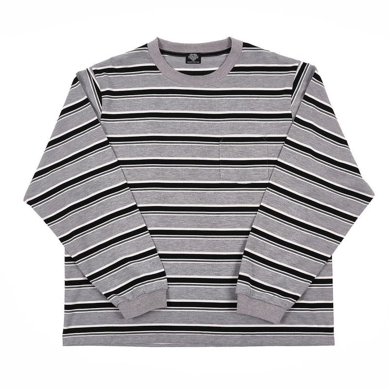 BORDER LONG SLEEVE TEE 【BLACK TAG】 // GRAY | ta