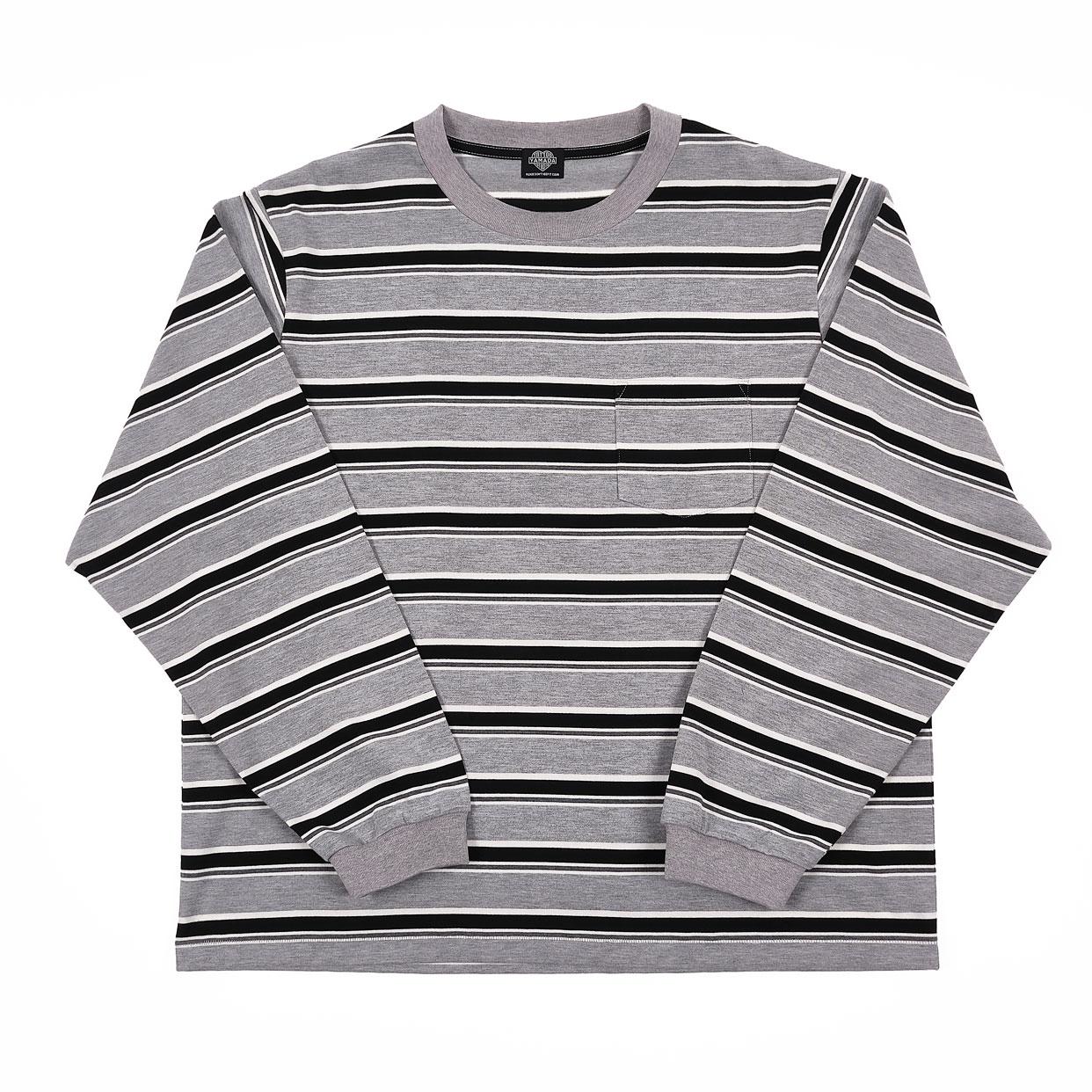 BORDER LONG SLEEVE TEE 【BLACK TAG】 // GRAY | ta