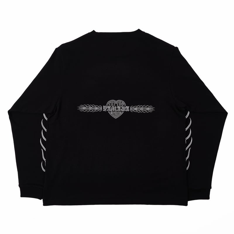 TSY FIRE PATTERN LONG SLEEVE TEE // BLACK | tat