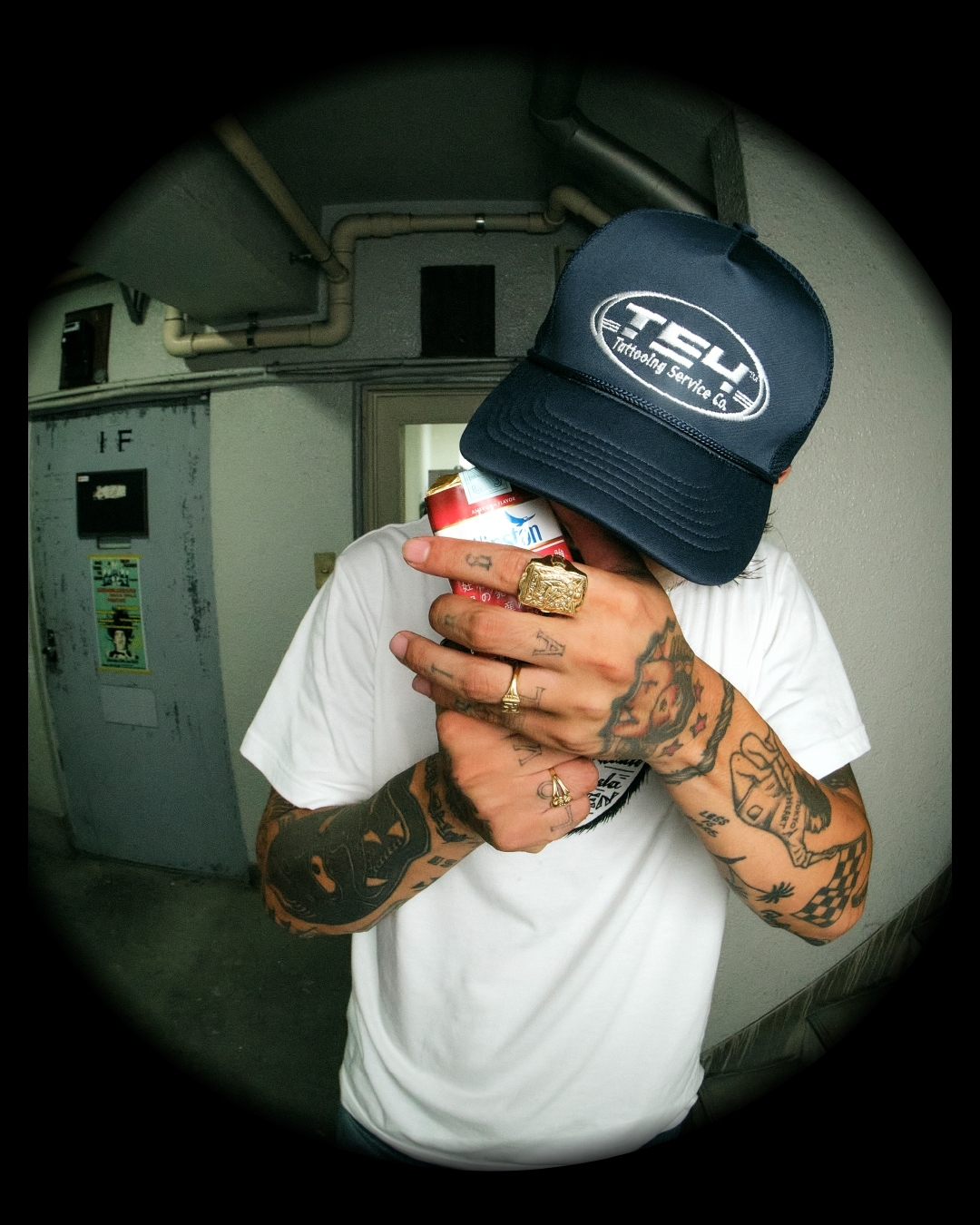 TSY MESH CAP【BLACK TAG】// NAVY | tattoostudioya