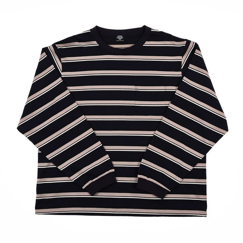 BORDER LONG SLEEVE TEE 【BLACK TAG】 // NAVY | ta