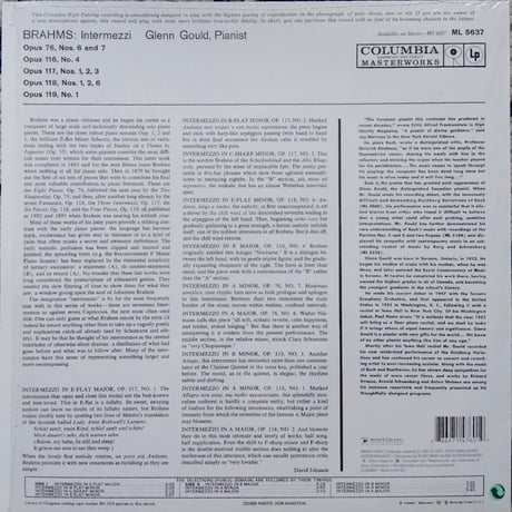 Brahms / Glenn Gould - 10 Intermezzi For Piano
