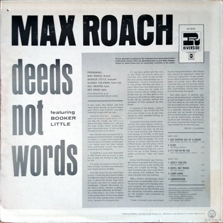 Max Roach Featuring Booker Little / Deeds Not Words