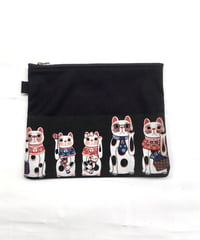 『大須まねき猫』 ポーチ　黒
