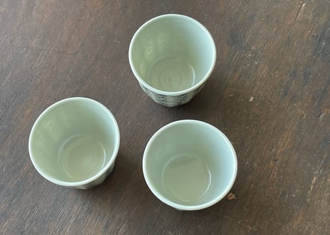 染付 寿文面取り 湯呑＿柳川謙治