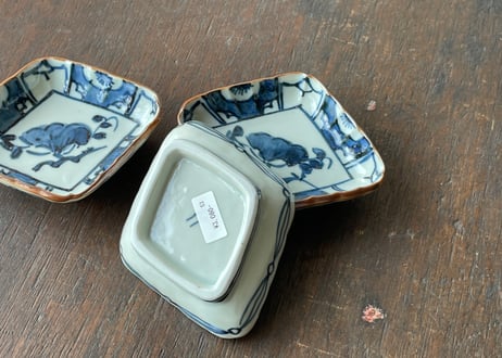 染付 梅図 菱形豆皿＿柳川謙治