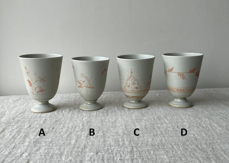 月光釉 赤絵ゴブレット（A）＿稲村真耶
