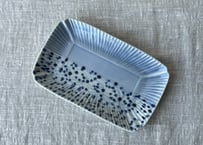 湖水釉 掛分縁シノギ長方皿＿稲村真耶