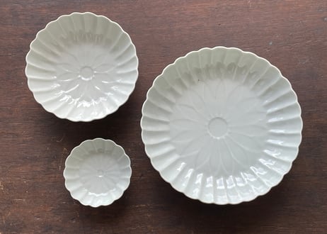 青磁 菊輪花 五寸鉢＿柳川謙治