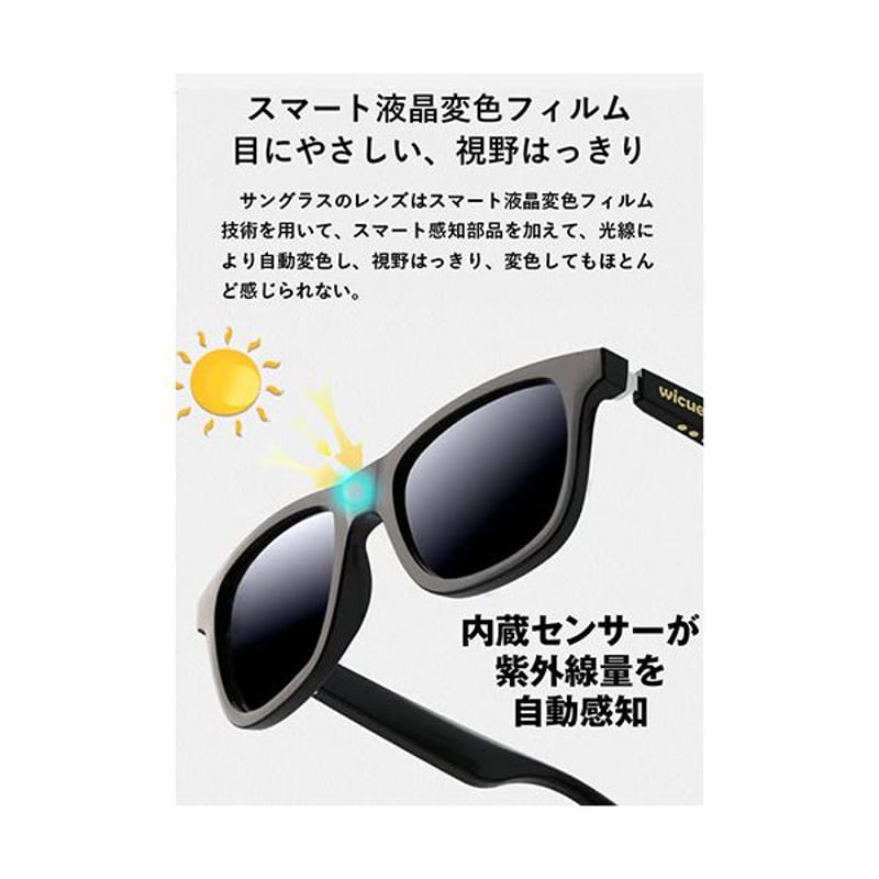 0.1秒瞬間調光スマートサングラス】Bluetooth搭載ウィキュー 0.1秒瞬間調光スマートサングラス】Bluetooth搭載ウィキュー