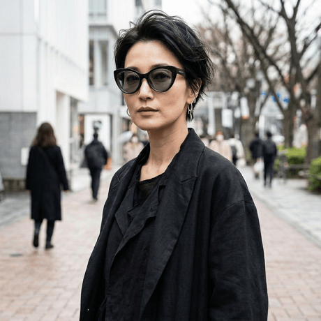 Yohji Yamamoto（ヨウジヤマモト） 20-9006 | 空間をデザインする、二重構造のキャットアイグラス