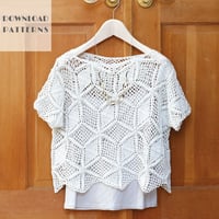 【編み図】キュービックモチーフプルオーバー