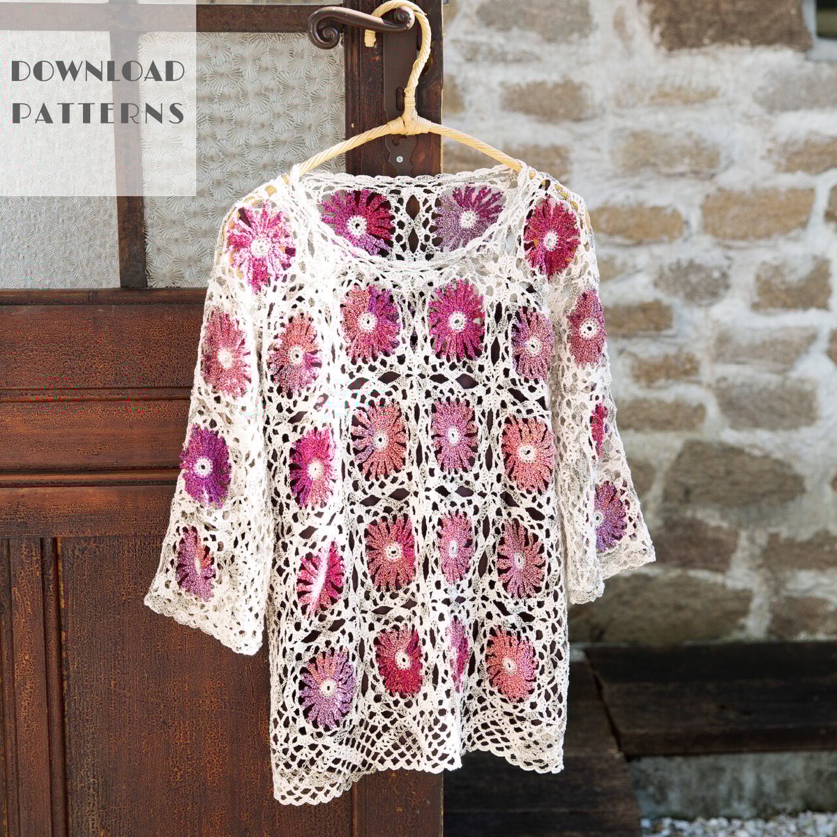 編み図】フラワーモチーフプルオーバー | スキー毛糸 | M's STORES