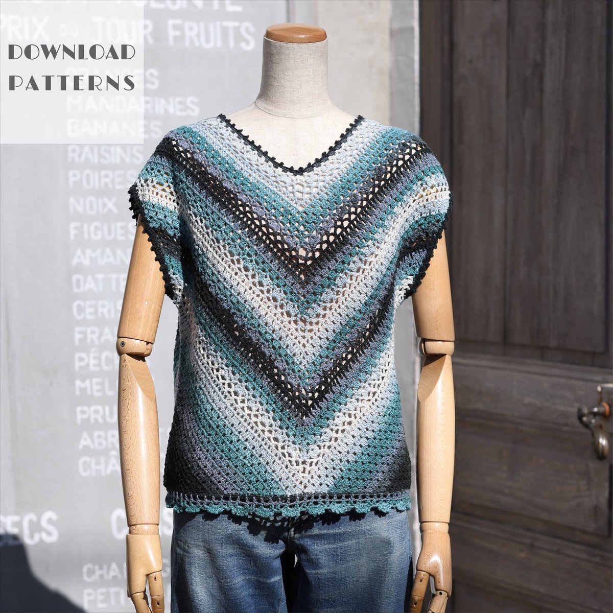 Theory 鍵編みプルオーバー How to crochet a loose pullover using two squares - YouTube