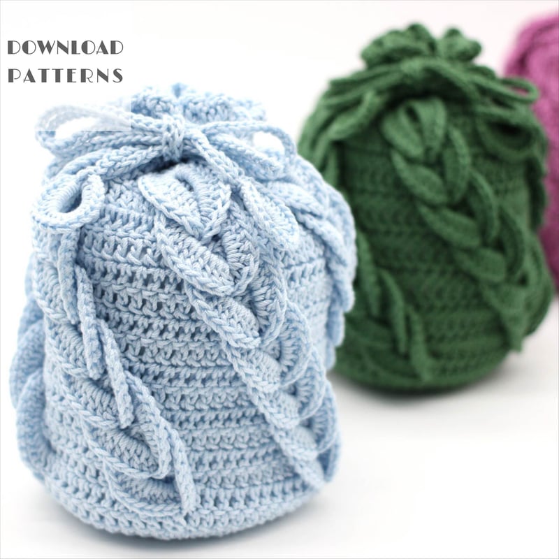 編み図】スパイラルきんちゃく | スキー毛糸 | M's STORES