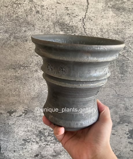鉢　特殊なオリジナル鉢 鉢カバー アートストーン ラウンド 8号鉢用 AZURE #GREENPOT AS