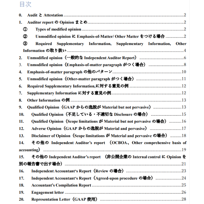 USCPA AUD Audit reportひな形集