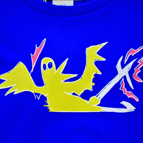 ズッコケカラス / blue キッズ半袖Tシャツ [by もえたん]