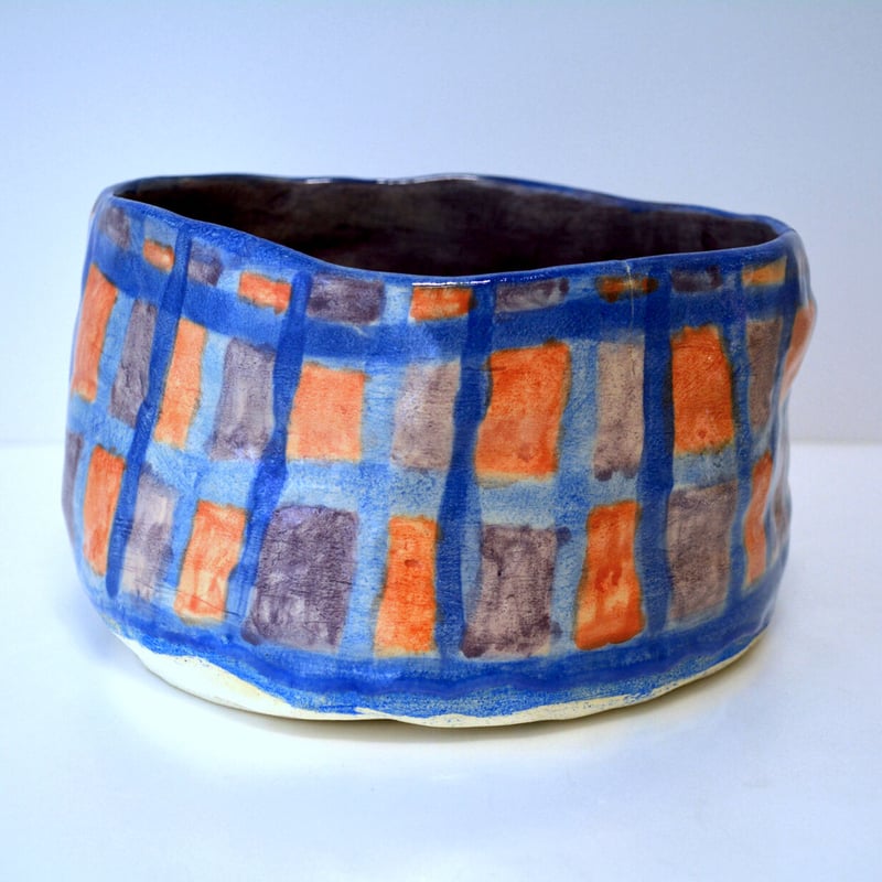 青と茶色のグラデーション植木鉢 植木鉢（田所美由紀 / 青チェック） | PALETTE