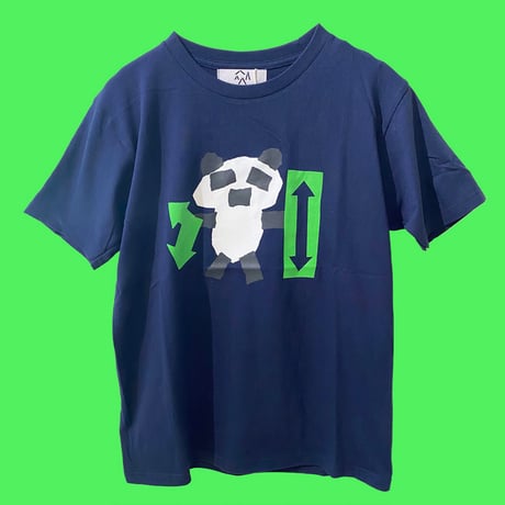 パンダと竹（コラージュ） / navy 半袖Tシャツ [by u-to]