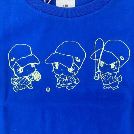 ポコポコの野球 / blue, red キッズ半袖Tシャツ [by ちかちゃん]