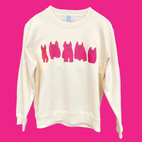ピンクの猫 / natural 長袖スウェット [by M.H.] ＊Sサイズのみ
