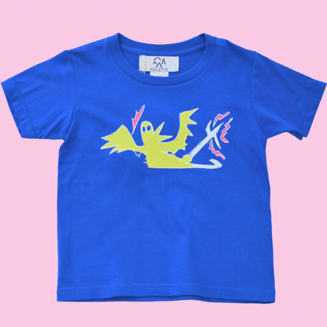 ズッコケカラス / blue キッズ半袖Tシャツ [by もえたん]