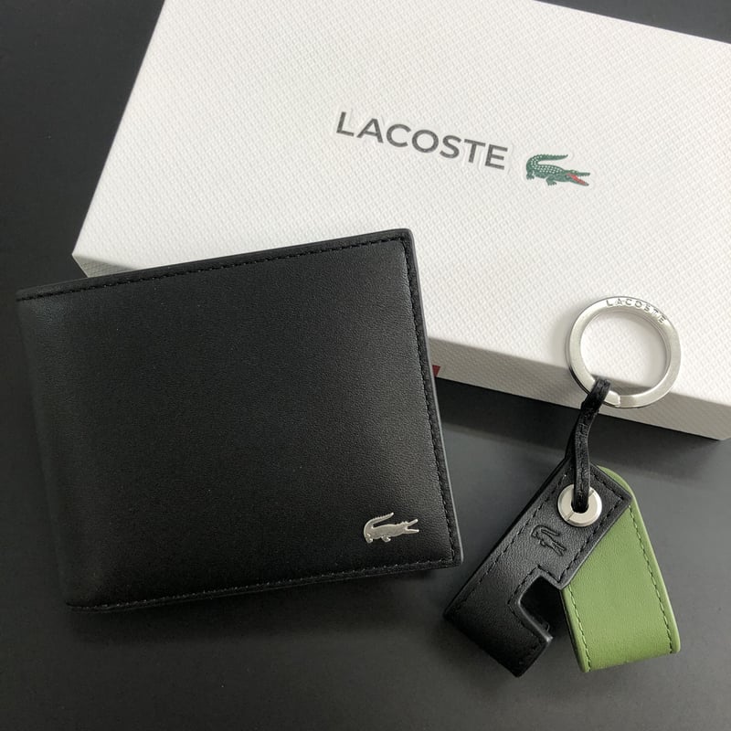 ギフトに最適】ラコステ 二つ折り財布 キーホルダー セット ギフトに最適】ラコステ 二つ折り財布 キーホルダー セット