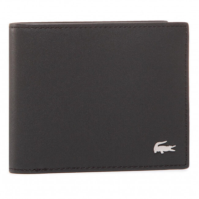 LACOSTE 黒 二つ折り財布 キーホルダー付き LACOSTE ラコステ メンズ 財布 キーリング ギフトセット