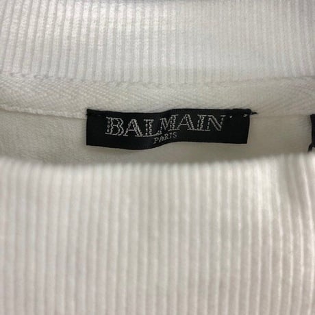 バルマン BALMAIN PARIS 8259 ロンT 薄手トレーナー スウェット 長袖 ラグラン トップス 白金 リブ メンズ